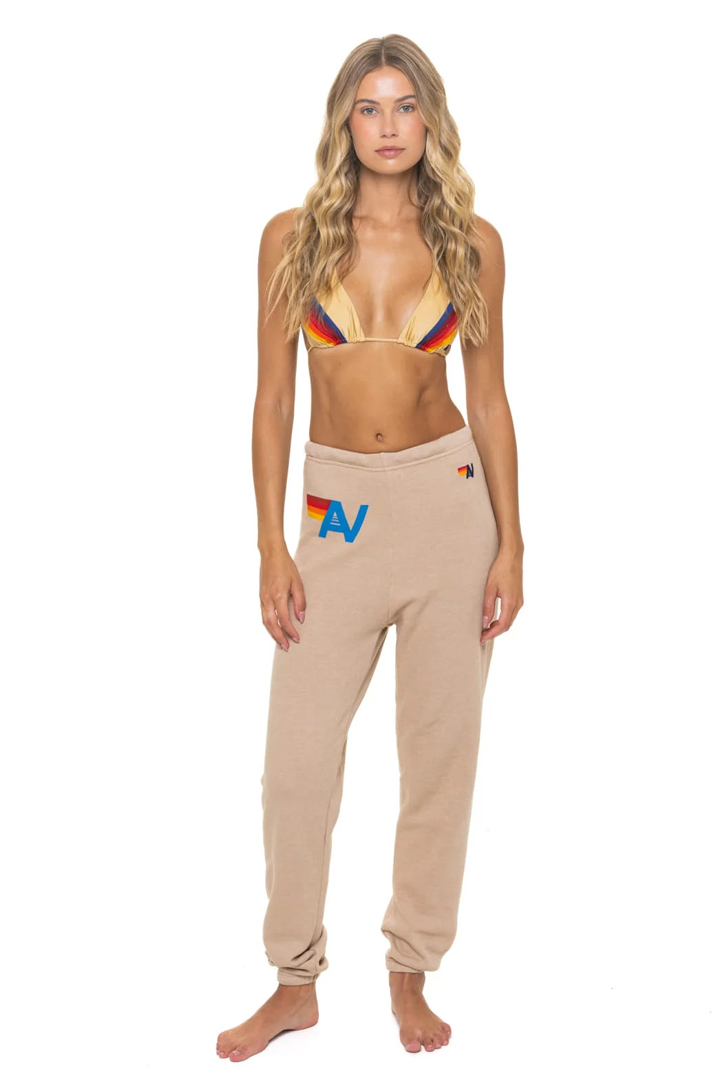 Logo Sweatpants – Sand | Aviator Nation | Aviator Nation