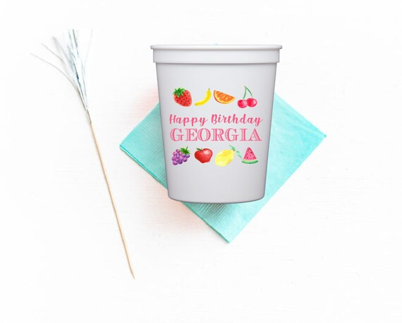 Fruit birthday cups, Fruit party cups, Two-tti fruity cups, Strawberry cups, Personalized cups, F... | Etsy (US)