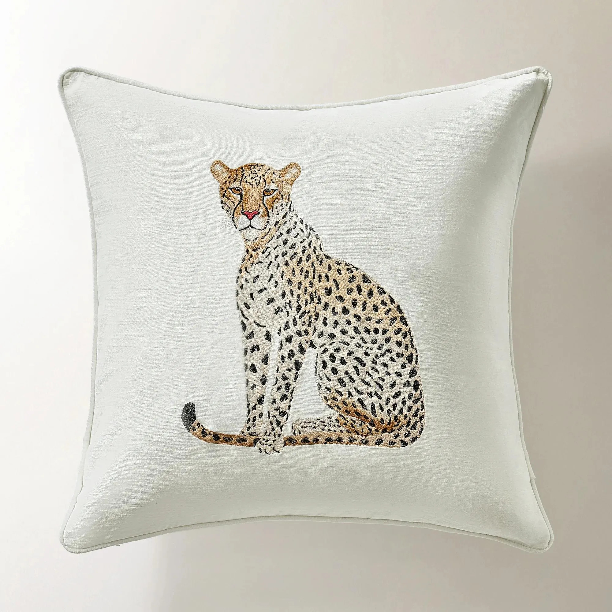Lou Leopard Embroidered Pillow 22" | Z Gallerie