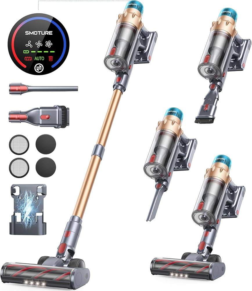 SMOTURE Cordless Vacuum Cleaner, 550W 45KPA Self-Standing Stick Vacuum Cleaner with Automatically... | Amazon (CA)