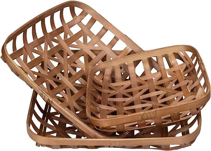 Northlight Set of 3 Brown Square Lattice Tobacco Table Top Baskets | Amazon (US)