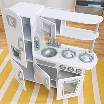 KidKraft Vintage Wooden Play Kitchen with Pretend Ice Maker and Play Phone, White, Gift for Ages ... | Amazon (US)