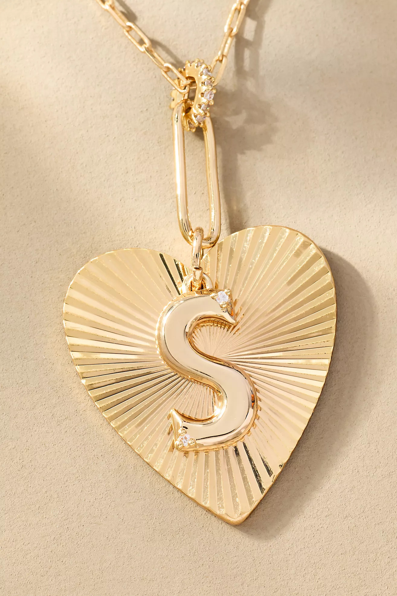 Fluted Heart Pendant Monogram Necklace | Anthropologie (US)