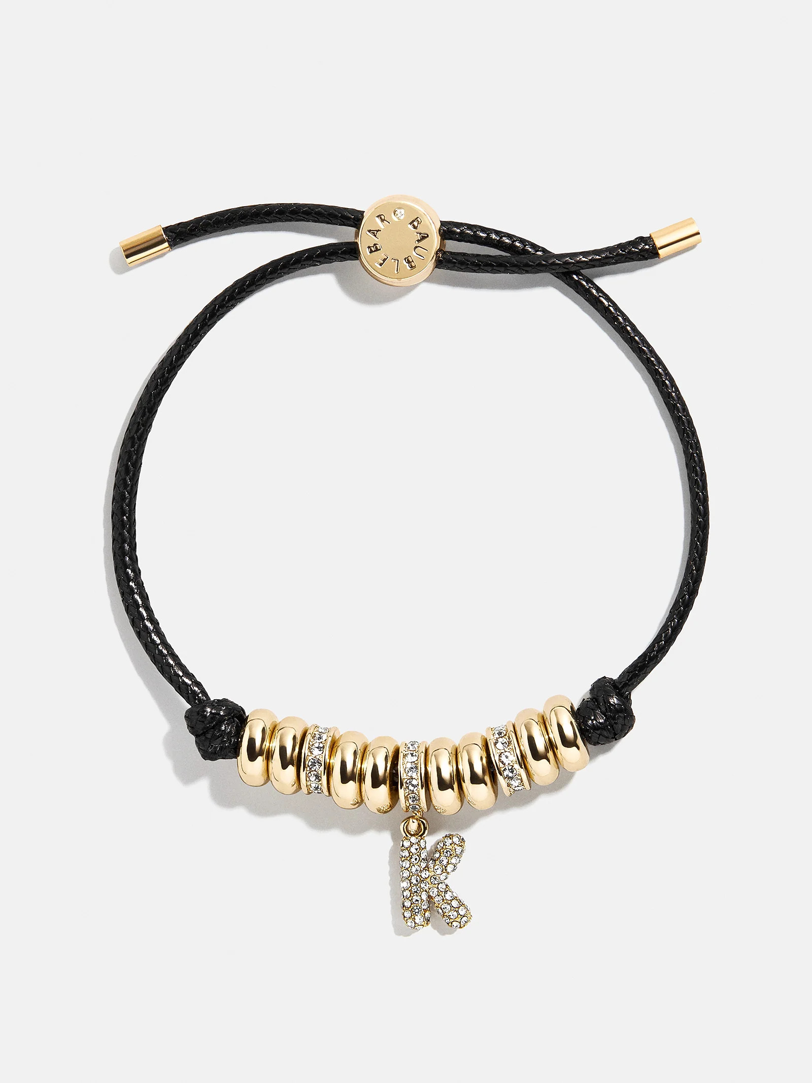 Natisha Initial Pull-Tie Bracelet - Gold/Black | BaubleBar