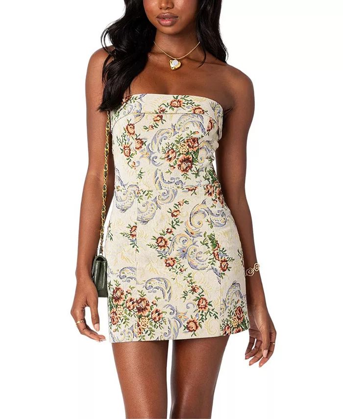 Edikted Floral Tapestry Lace Up Mini Dress Back to results -  Women - Bloomingdale's | Bloomingdale's (US)