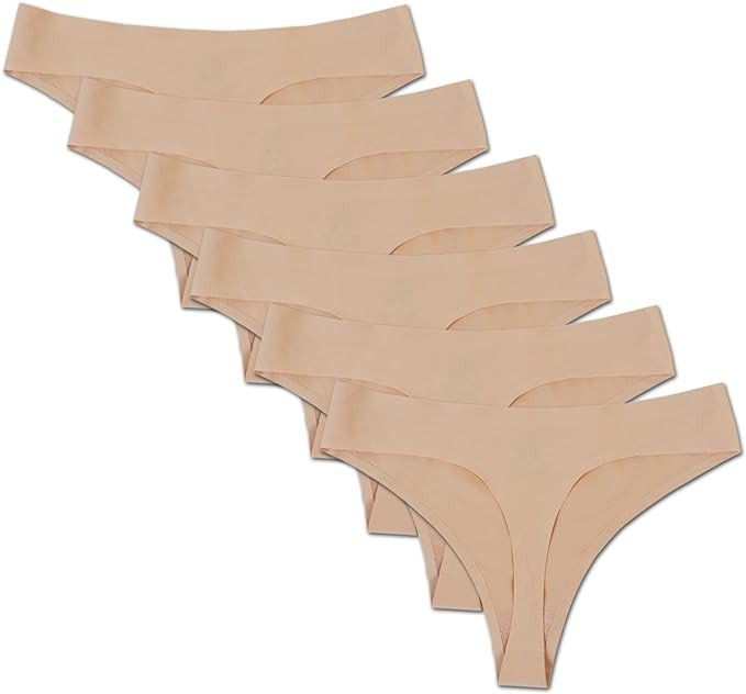 Bolivelan Womens Mid-Rise Seamless Thongs Comfy Underwear G-Strings Panties | Amazon (US)