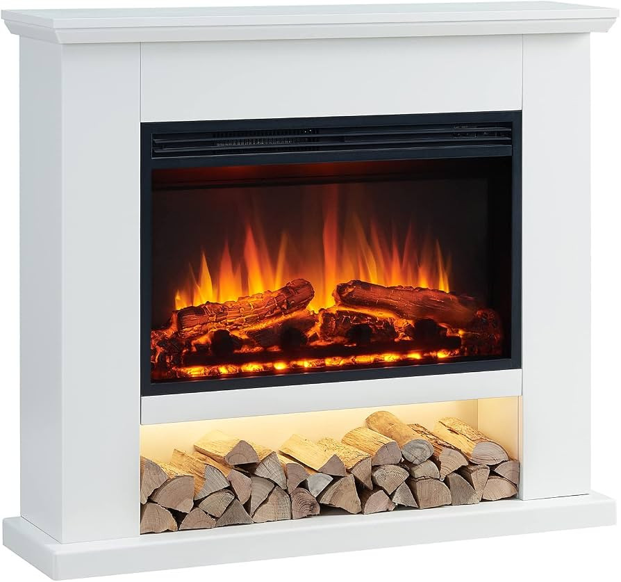 LegendFlame® Camille Electric Fireplace with 39.5" Mantel Surround and Jaden 27" Insert, Cream W... | Amazon (US)