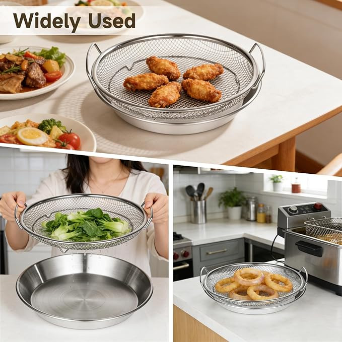 Stainless Steel Oil Filter Tray, Grill Drip Pan with Mesh Strainer, Round Oil Draining Tray, Filt... | Amazon (US)