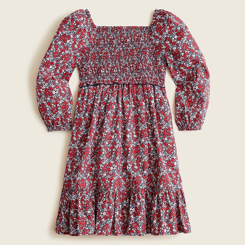 Girls' smocked dress with long sleeves in floral | J.Crew US