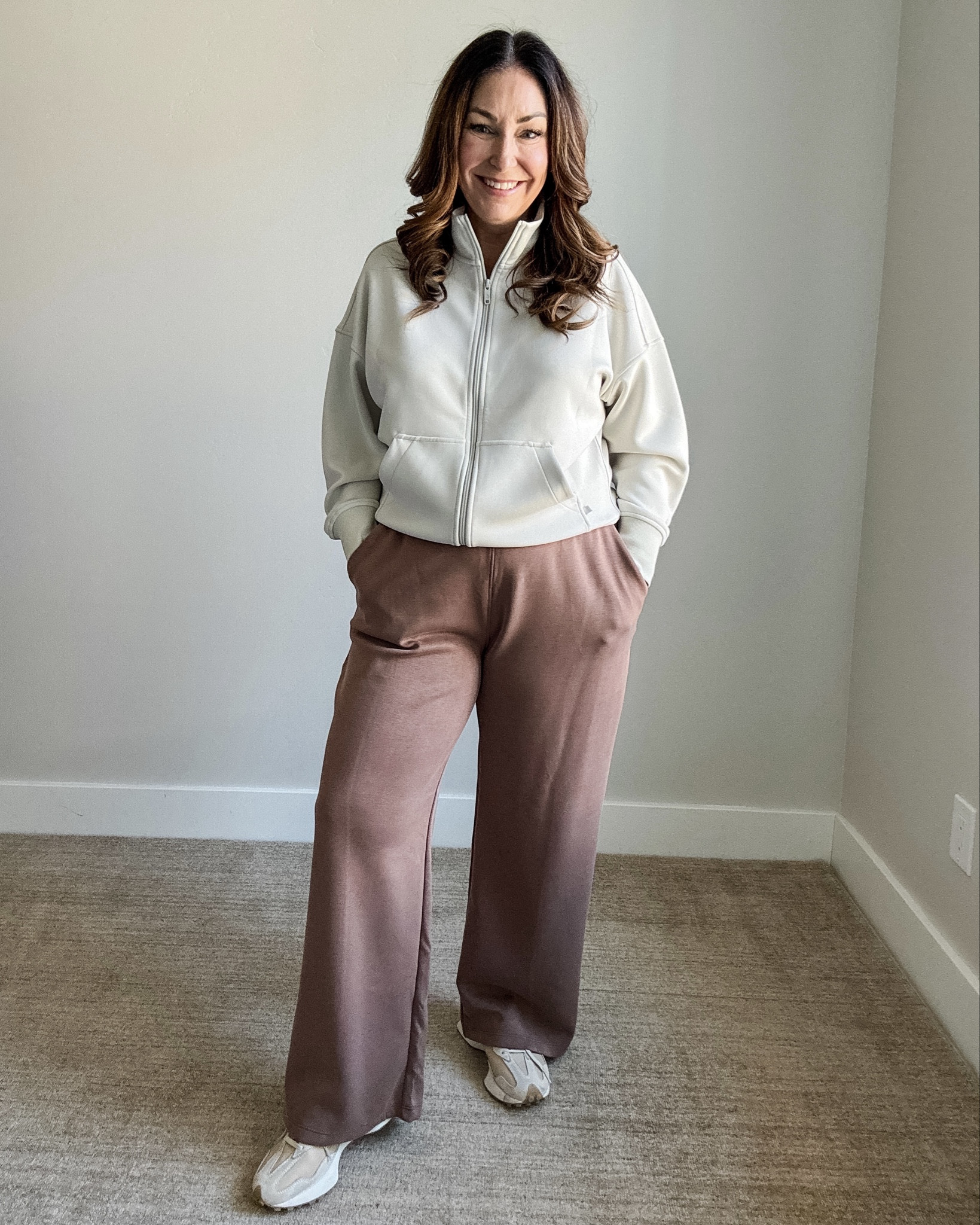 Fleece lined wide leg pants that come in lengths! Wearing XL 29” inseam. Size up if in-between// jacket XL 

#LTKOver40 #LTKSeasonal #LTKMidsize