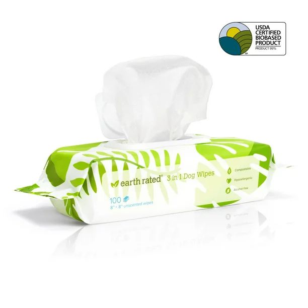 Earth Rated Dog Wipes, Hypoallergenic Unscented Deodorizing Pet Wipes For Dogs - Walmart.com | Walmart (US)