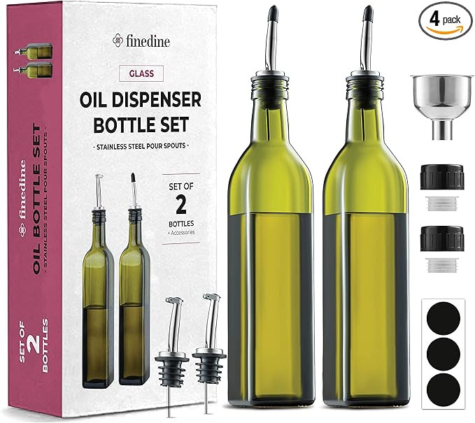 Amazon.com: Oil Dispenser Bottle For Kitchen - Glass Oil Bottle Set - Oil and Vinegar Dispenser -... | Amazon (US)