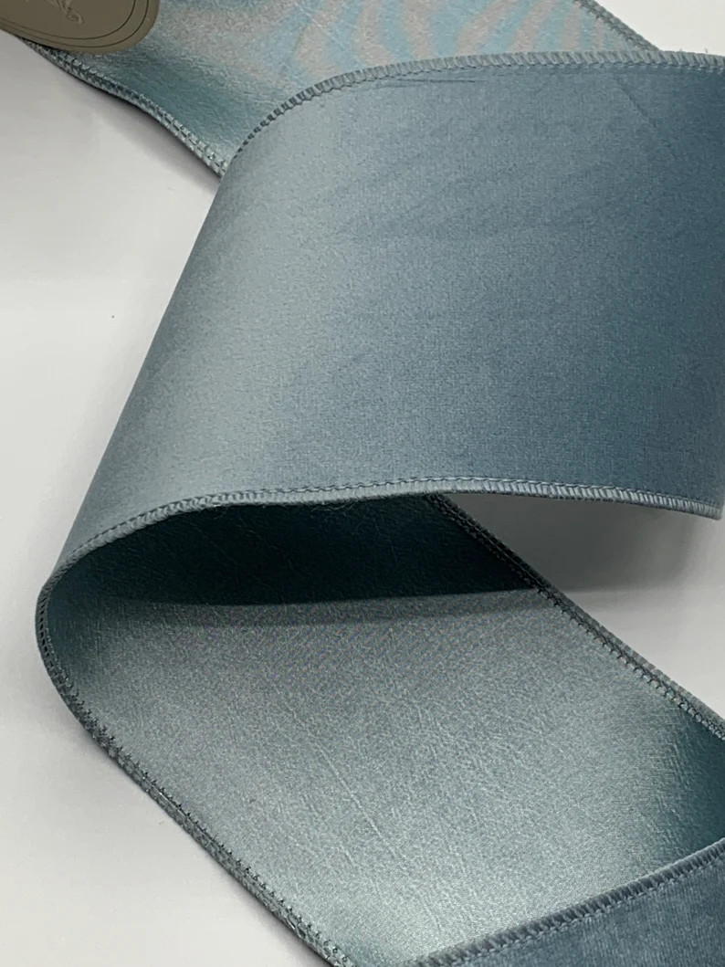 2.5" or 4" Gray Blue Velvet Ribbon ~ Soft Blue ~ Taffeta Back ~ D Stevens ~ Wired Edges ~ 10 Yard... | Etsy (US)