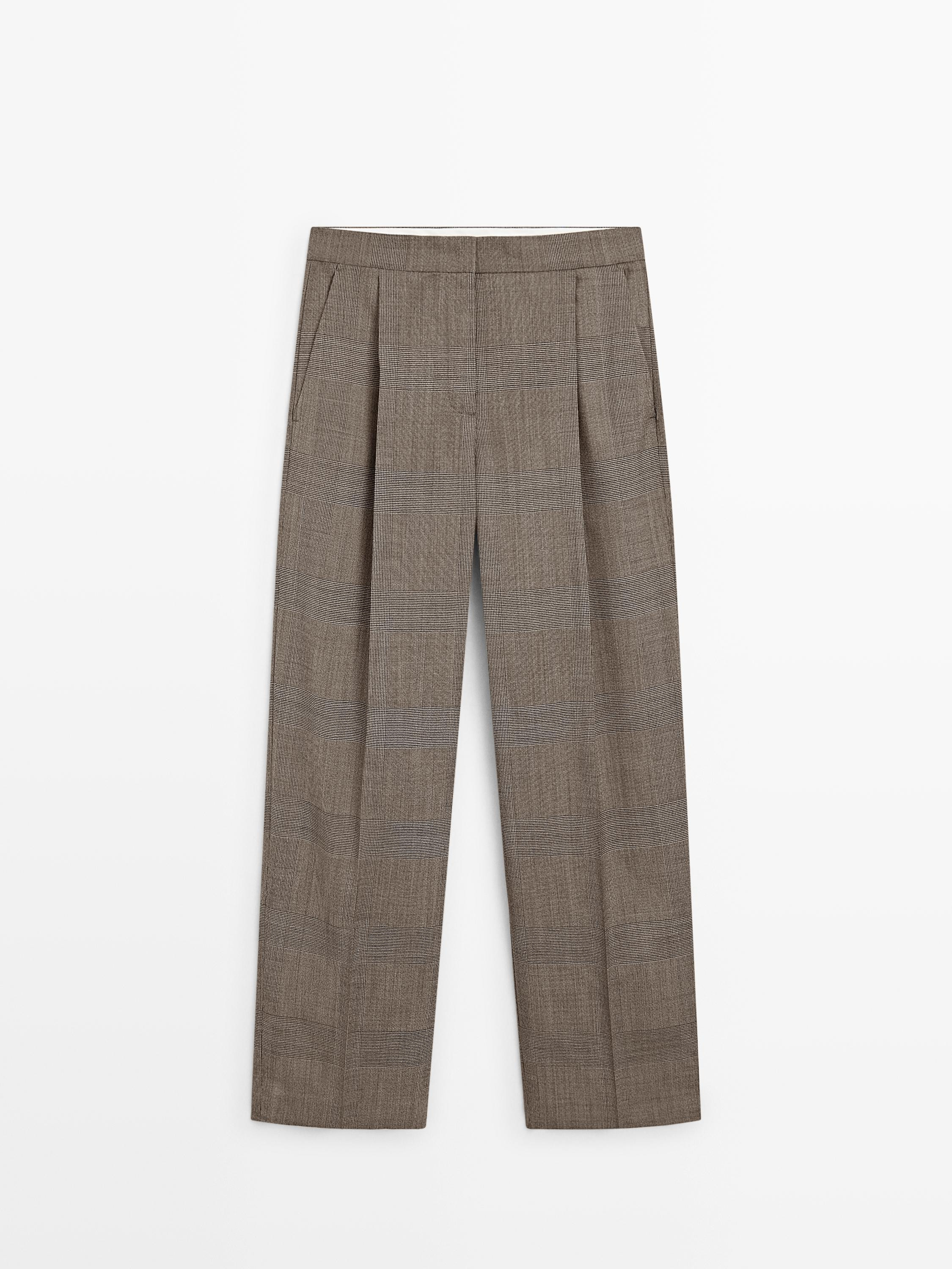 Check wool suit trousers | Massimo Dutti UK