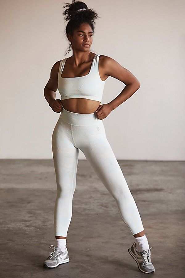 Square Neck Good Karma Camo Bra by FP Movement at Free People, Ice Aqua Combo, M/L | Free People (Global - UK&FR Excluded)