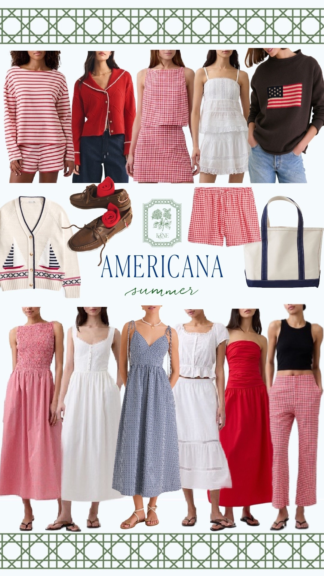 Americana summer finds including red gingham, blue gingham, summer whites, and flag sweaters

#LTKOver40 #LTKSeasonal #LTKTall
