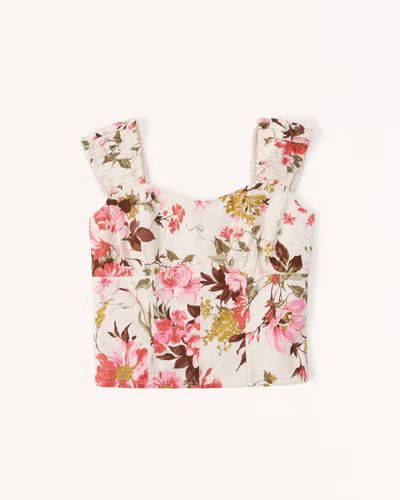 Linen-Blend Scrunchie Strap Corset Top | Abercrombie & Fitch (US)