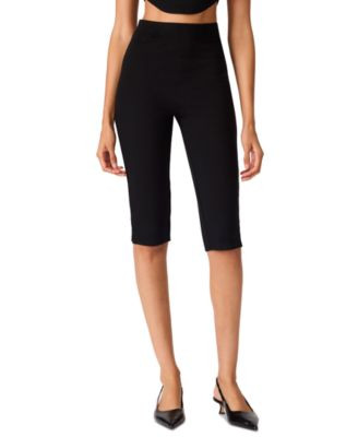Steve Madden Women's High-Rise Teri Knit Capris - Black | Macy's