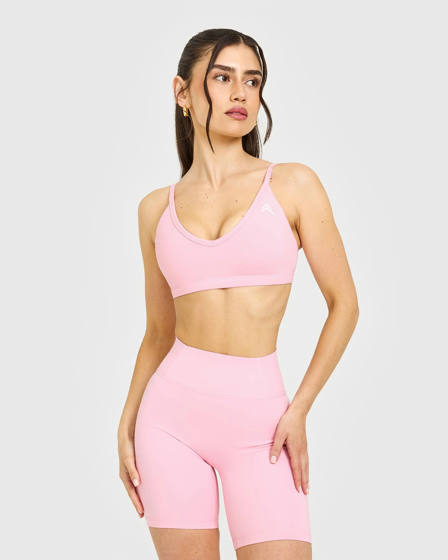 Timeless Strappy Bralette with White Logo 
 Petal Pink | Oner Active (UK / US)