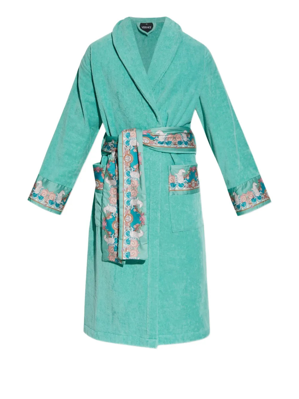 Versace turquoise embroidered robe - Green | Farfetch Global