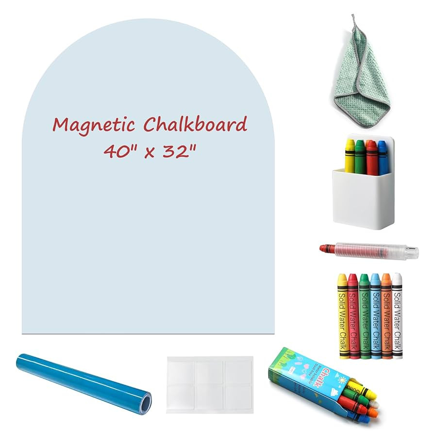 Magnetic Chalkboard Wall Decal 40"x32" - Upgraded Adhesive, Includes Wipe Cloth, Chalk Holder, 6 ... | Amazon (US)