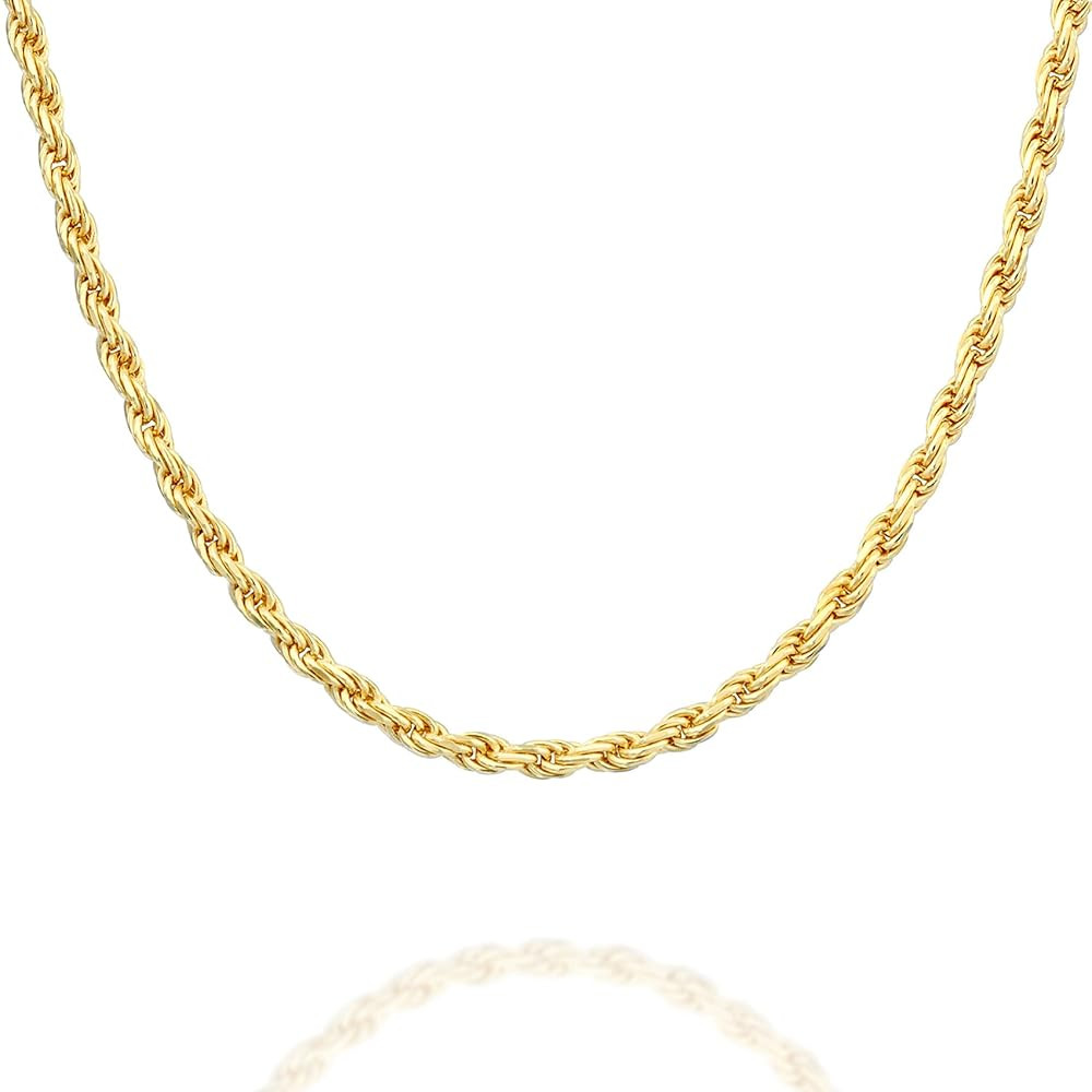 PAVOI Italian Solid 925 Sterling Silver, 22K Gold Plated Chain Necklaces | Snake, Square Box, Cab... | Amazon (US)
