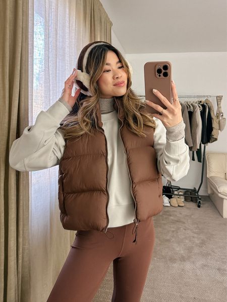 Loving this chocolate brown moment! Vest is MWL, lululemon flare pants in size 4. #madewell #everlane #amazonfind 

#LTKFind #LTKfit #LTKSeasonal