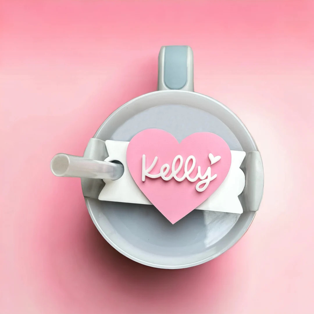 Personalised Pink Valentines Day Stanley 40z Tumbler, Heart Shaped Stanley Name Plate, Stanley, S... | Etsy (US)