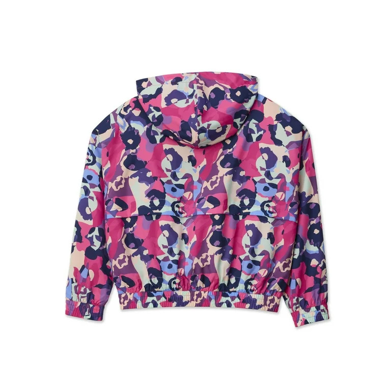 Reebok Girl’s Active Hooded Abstract Camo ½ Zip Windbreaker, Sizes 4-18 - Walmart.com | Walmart (US)