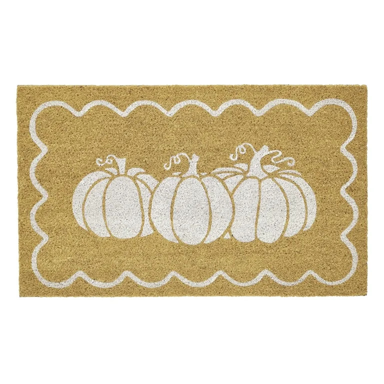 My Texas House Natural/White Pumpkin Scallop Outdoor Coir Doormat, 18" x 30" | Walmart (US)