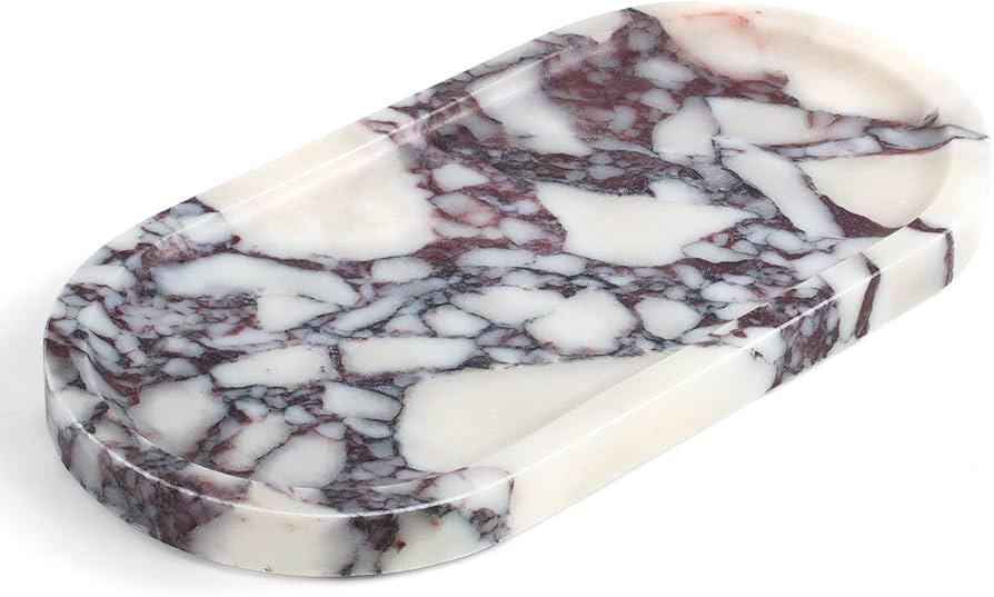 YMXYJM Genuine Real Natural Marble Tray for Bathroom, 11.8" x 6", Calacatta Viola | Amazon (US)