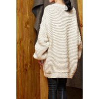 Hand Knit Oversize Woman Sweater Crew Neck Slouchy Wool Oats Cream | Etsy (US)