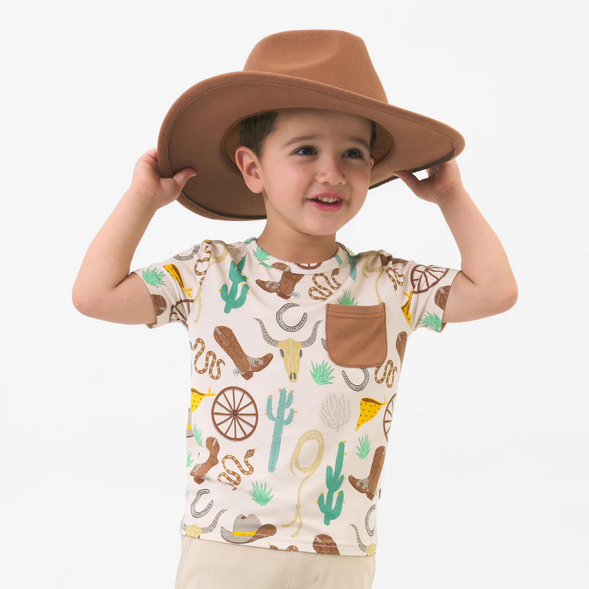 Caramel Ready to Rodeo Pocket Tee | Little Sleepies