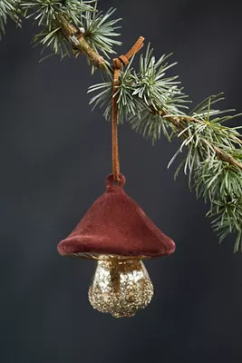Velvet + Glass Mushroom Ornament, Low | Anthropologie (US)