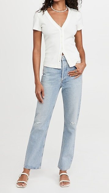 90's Pinch Waist High Rise Straight Jeans | Shopbop