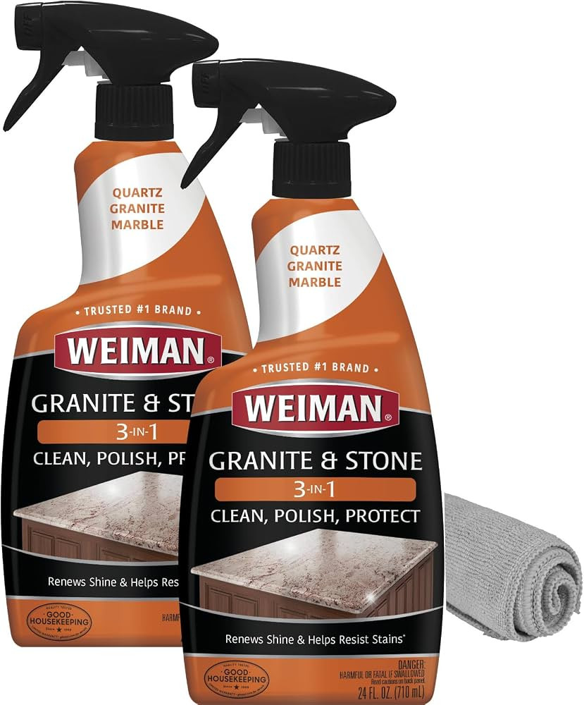 Amazon.com: Weiman Granite Cleaner Polish and Protect 3 in 1-2 Pack - Streak-Free, pH Neutral For... | Amazon (US)