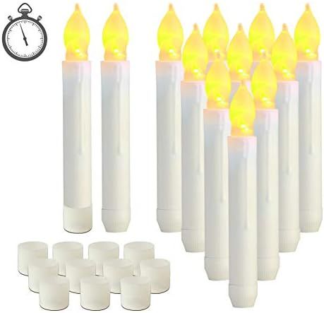 Raycare 12pcs LED Flameless Taper Candles with 6H Automatic Timer, 0.79×6.5 Inches Battery Opera... | Amazon (US)