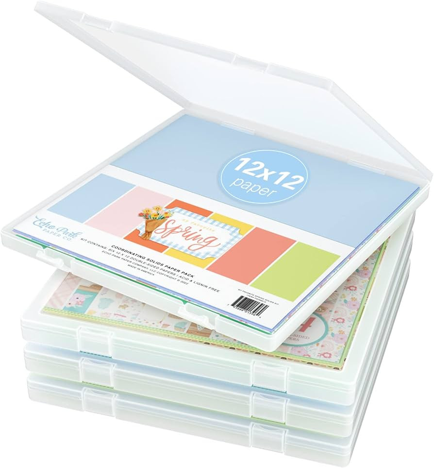 Denkee 12 x 12 Paper Storage, 4 Pack Scrapbook Paper Organizer Storage, Craft Organizers Box, Por... | Amazon (US)