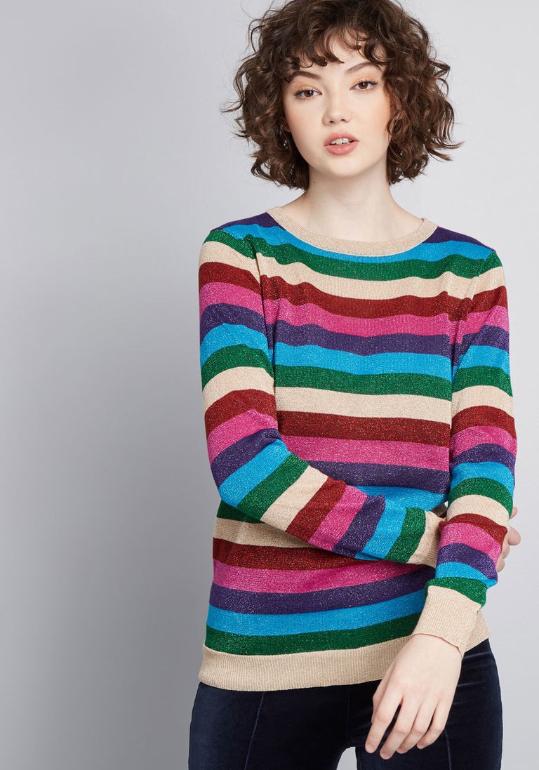 Dazzle on Demand Metallic Sweater in 12 (UK) - Long Regular Mid by Sugarhill Brighton from ModCloth | Modcloth