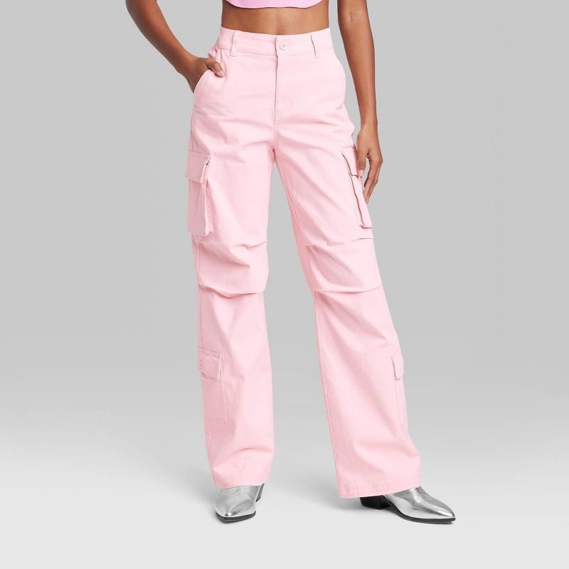 Women's High-Rise Cargo Utility Pants - Wild Fable™ Light Pink XXS | Target