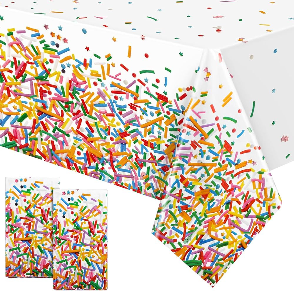 durony 2 Pieces Confetti Sprinkle Tablecloth Disposable Plastic Rectangle Sweet Candy Party Table... | Amazon (US)