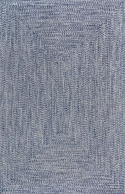 Light Blue Solid Braided Indoor/Outdoor Area Rug | Rugs USA