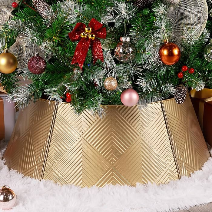 Brightever Christmas Tree Collar Metal, 28in Christmas Tree Skirt for Christmas Holiday Decoratio... | Amazon (US)