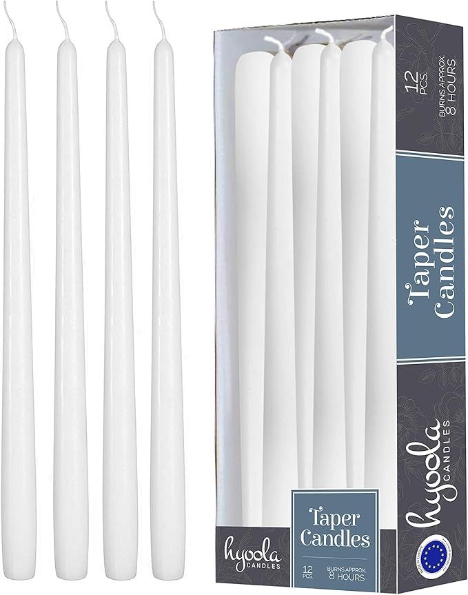 Amazon.com: Hyoola 12 Pack Tall Taper Candles - 10 Inch White Dripless, Unscented Dinner Candle -... | Amazon (US)