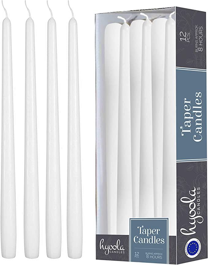 Hyoola 12 Pack Tall Taper Candles - 10 Inch White Dripless, Unscented Dinner Candle - Paraffin Wa... | Amazon (US)