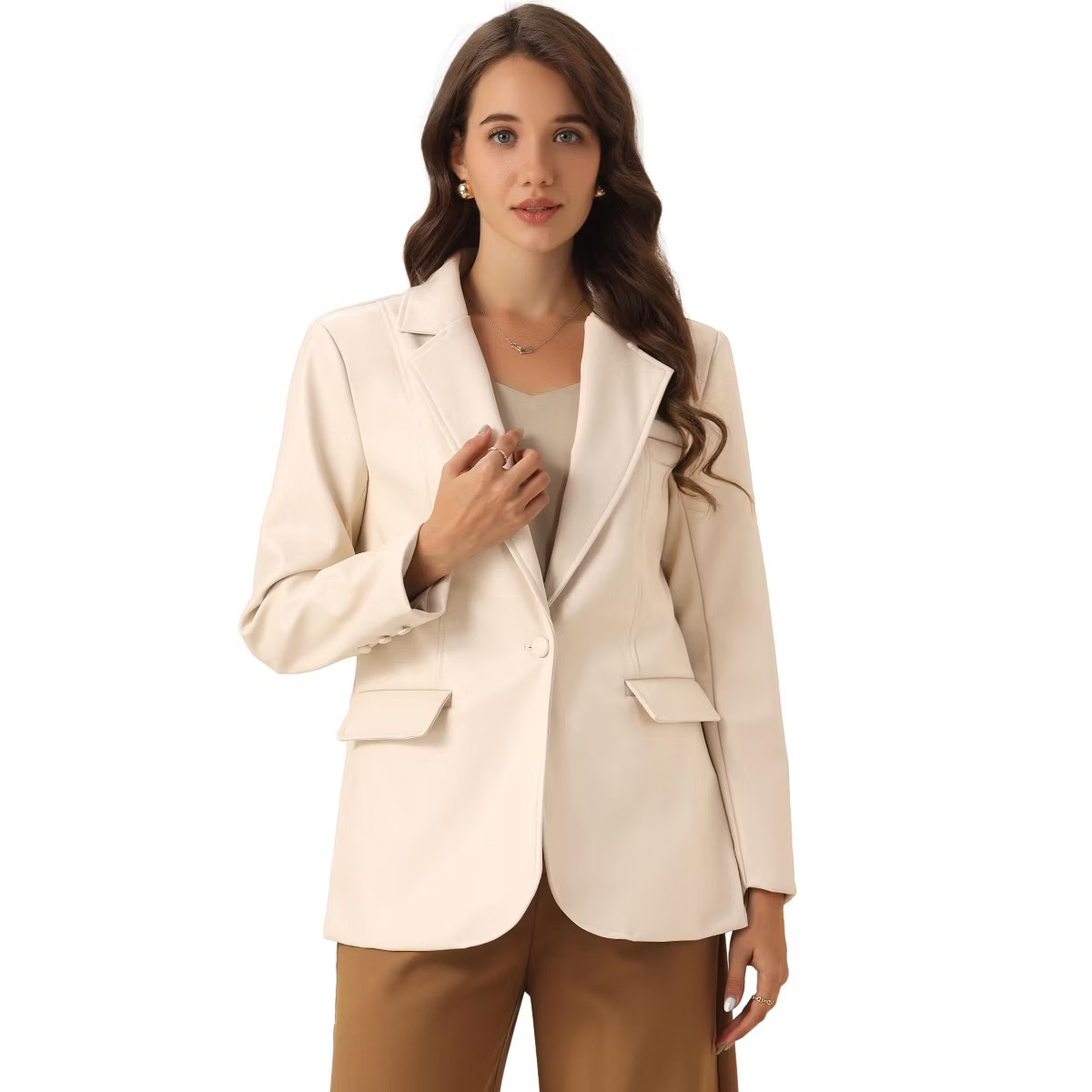 Allegra K Women's Faux Leather Long Sleeve Lapel Collar PU Moto Biker Jacket | Target