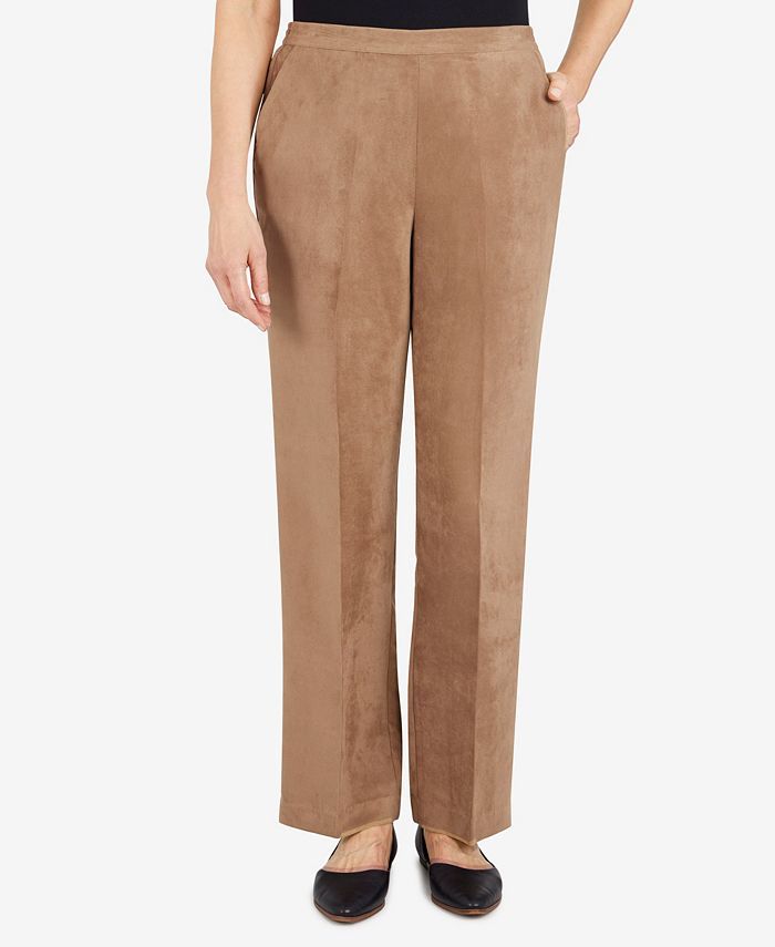 Alfred Dunner Petite Size Copper Canyon Suede Pull-On Straight Leg Pants & Reviews - Pants & Capr... | Macys (US)