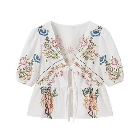 Red Tshirts Shirts For Women Graphic, Spandex Bracelet Androgynous Clothing, Front Tie Tops For Women Peplum Bow Top Puff Sleeve Tops Spring Half Sleeve Cute Going Out Tops | Walmart (US)