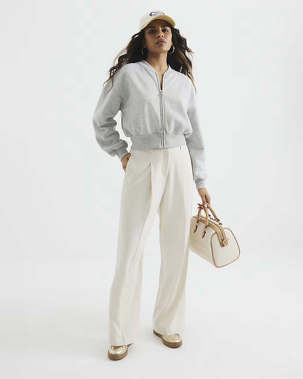 Petite White Soft Wide Leg Trousers | River Island UK & IE
