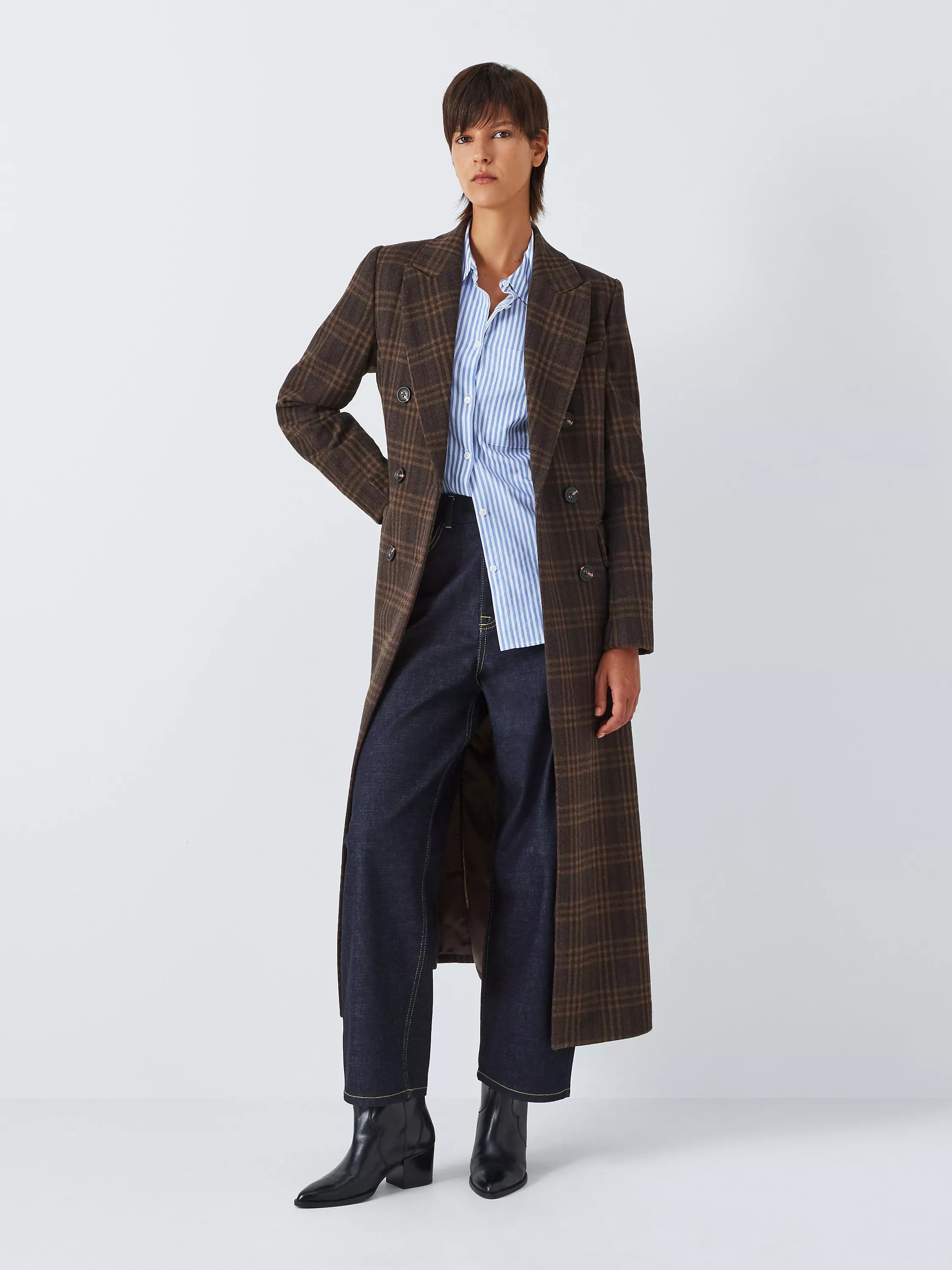 John LewisDouble Breasted Wool Melange Coat, Brown/Multi | John Lewis (UK)